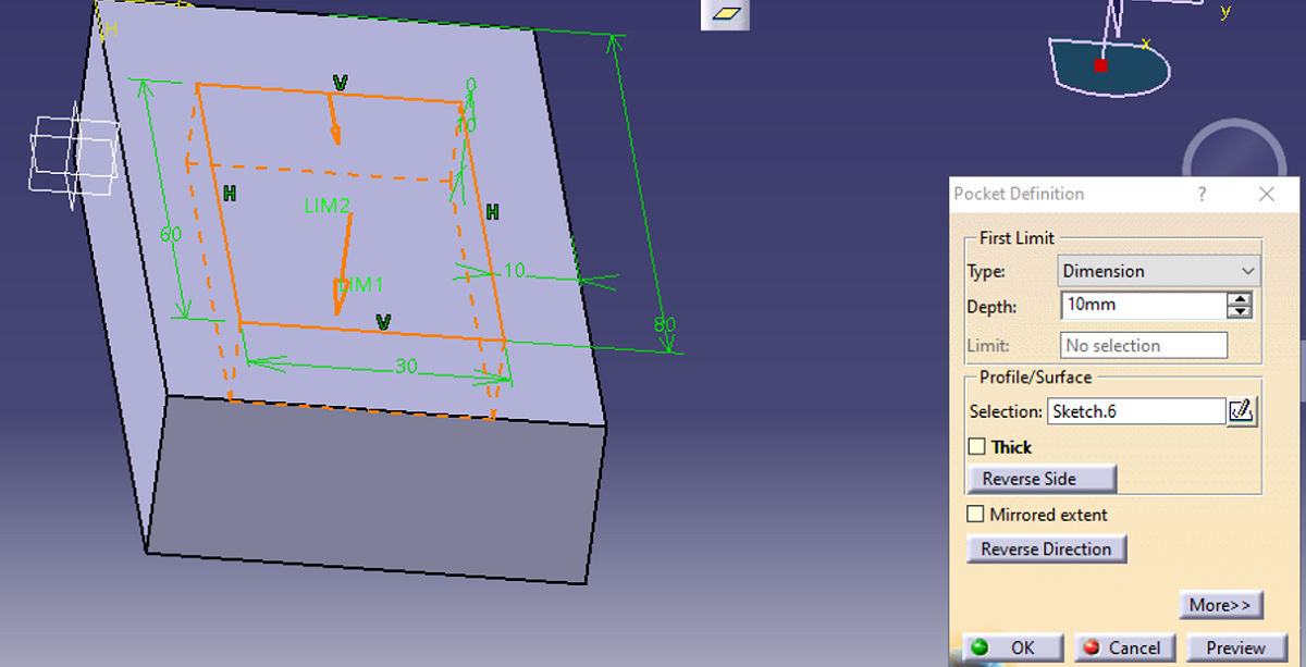 Catia | pocket feature (step 5)