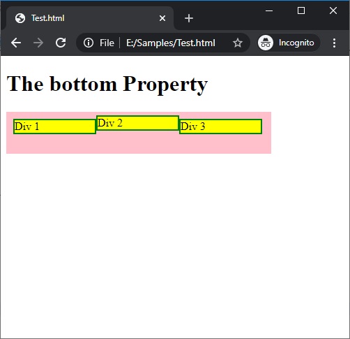 Aligning element to the bottom of the div using CSS | Example 2