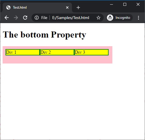 Aligning element to the bottom of the div using CSS | Example 3