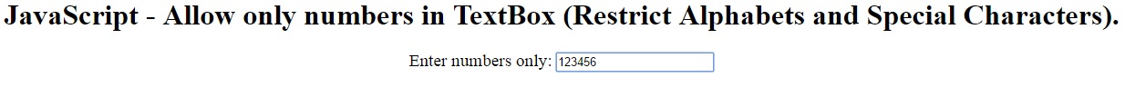 allow only numbers in textbox javascript, javascript to restrict alphabets in textbox