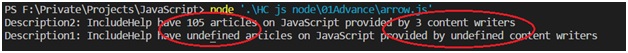 Arrow function JS code output 1