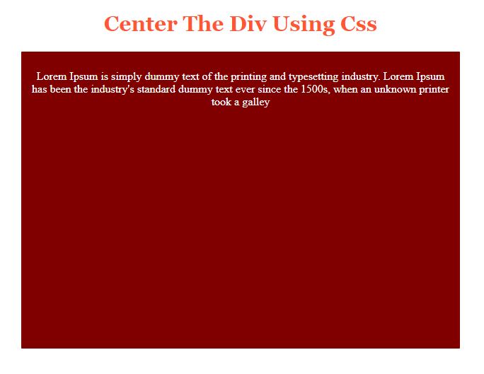 how to align a div in center using css?