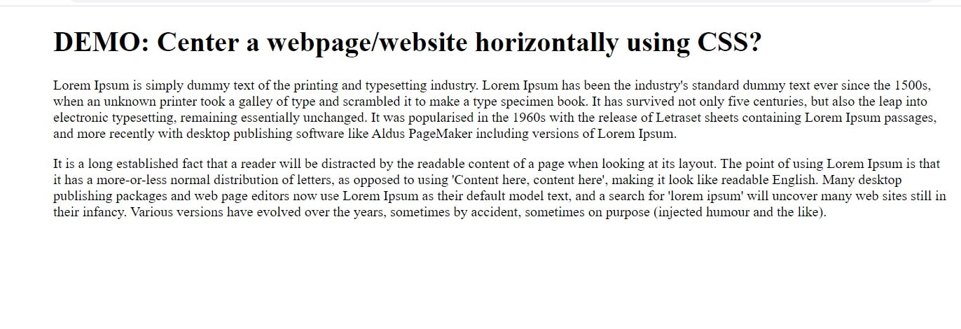 center a webpage/website horizontally using CSS