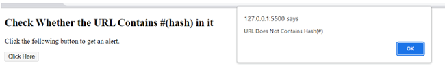 Example 1: Check for a #hash in a URL