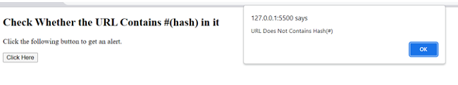 Example 2: Check for a #hash in a URL