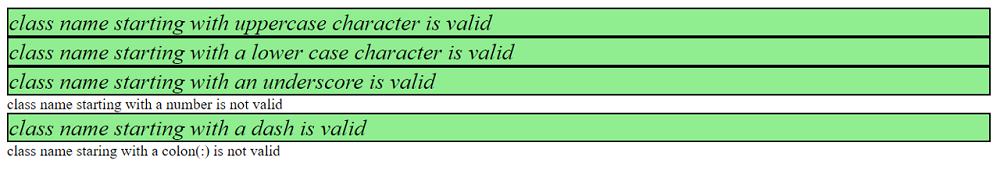 Example | class names selectors