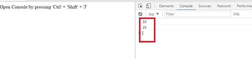 javascript function to get power and print result