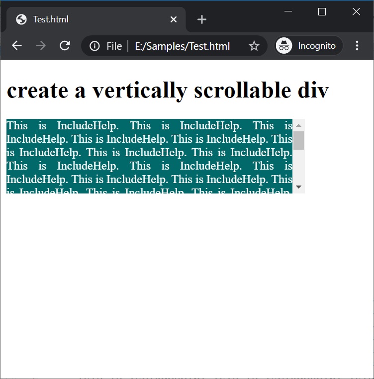 CSS | create a vertically scrollable div Example