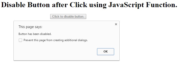 JavaScript function to disable button