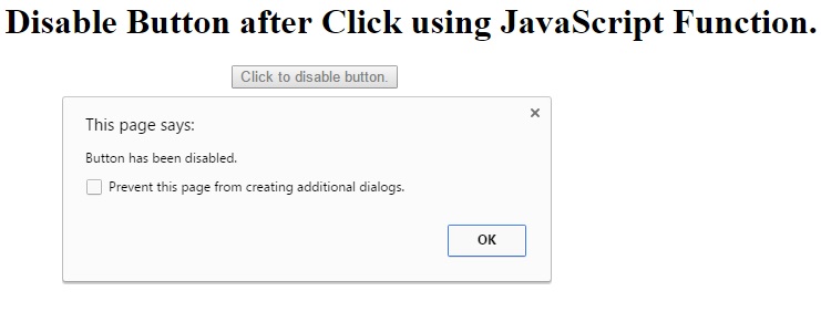 Javascript Disable Button After Click Using Javascript Function