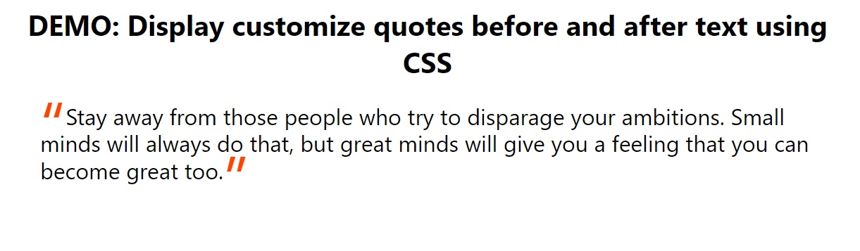 display customize quotes before and after text