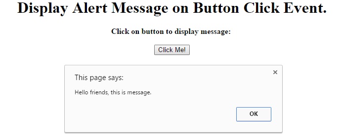 display alert message on button click event