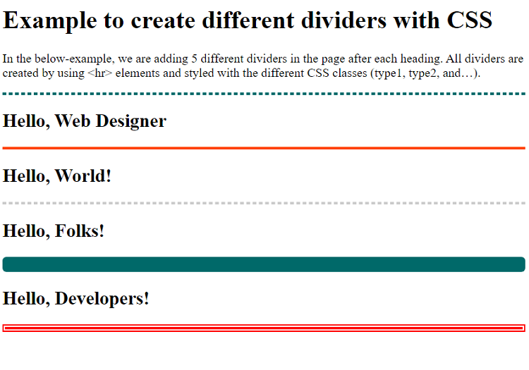 Example: Different dividers with CSS