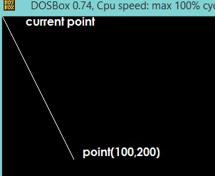 draw a line in c program using lineto()