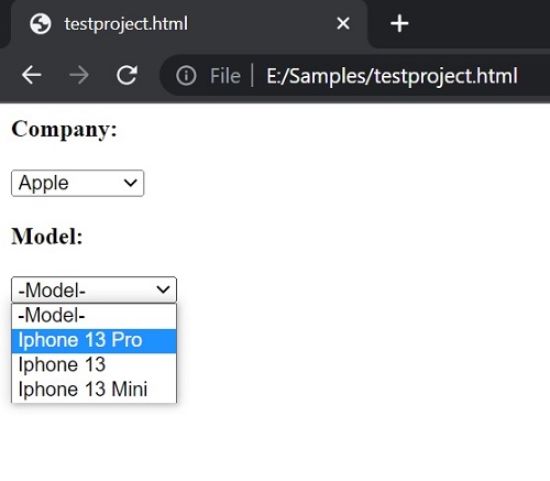 Dynamically Populating drop-down list | Example