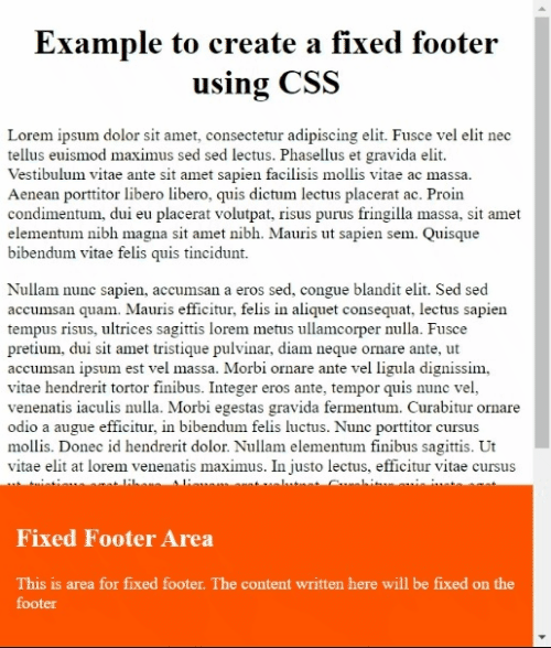 Example: Fixed footer using CSS