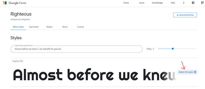 Example: google fonts step 2