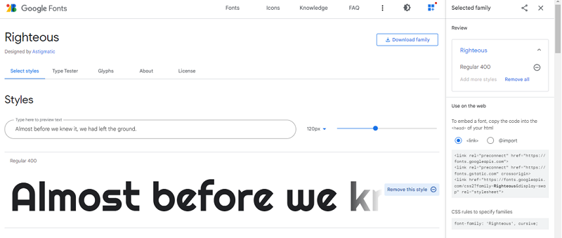 Example: google fonts step 3
