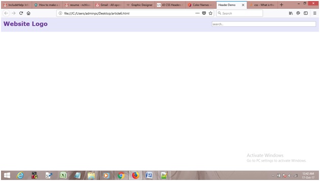 make header and logo in HTML using CSS