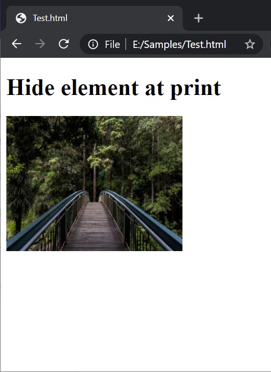 CSS | Hide element at print | Example (1)