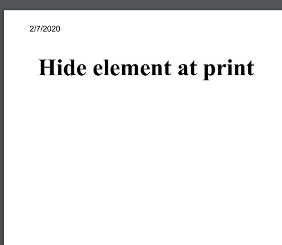 CSS | Hide element at print | Example (2)