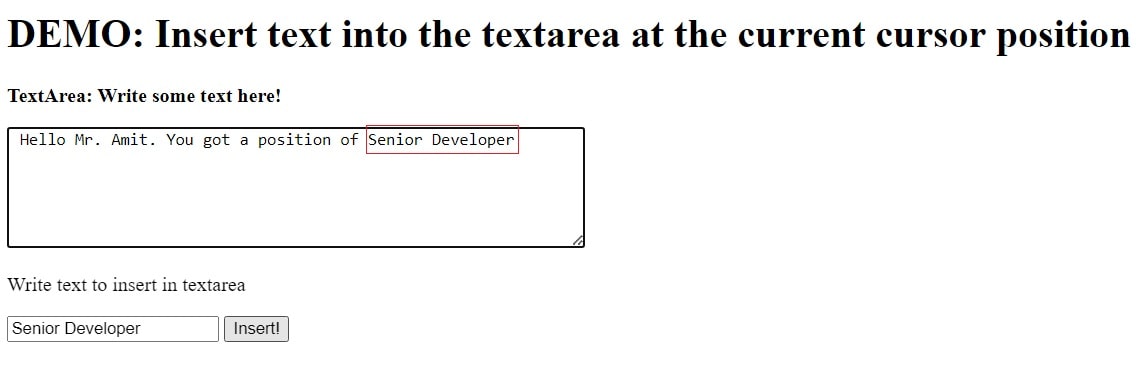 insert text into the textarea (2)