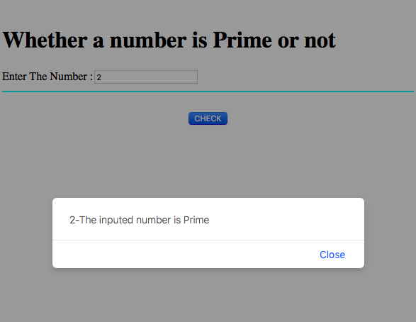 JavaScript code to check whether a Number is Prime or Not