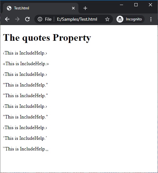 CSS | quotes Property | Example 2