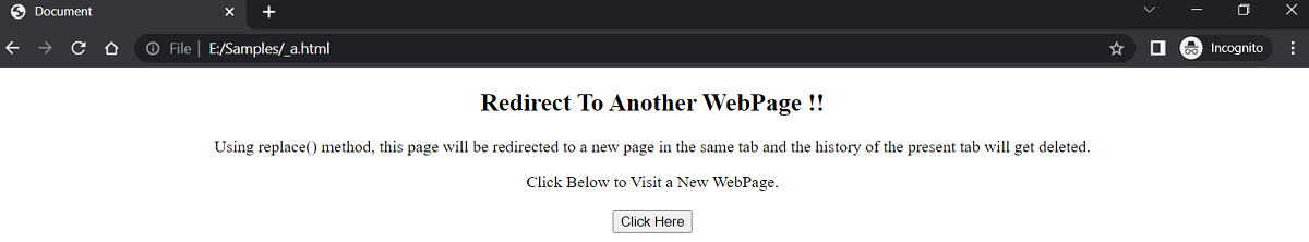 Example 1: Redirect to another webpage