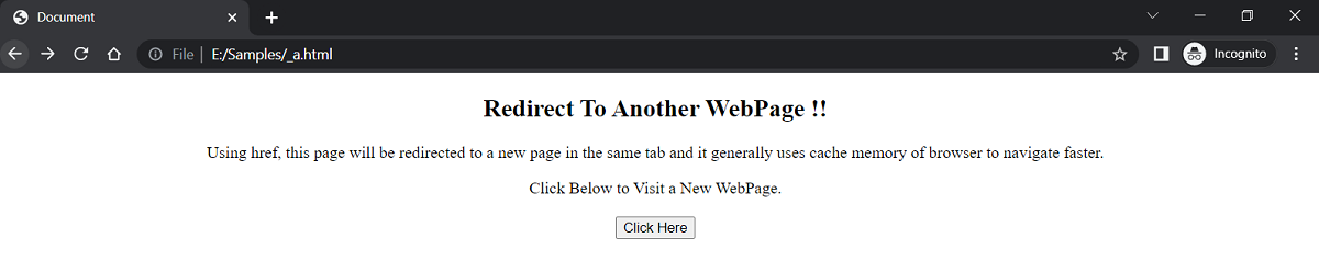 Example 2: Redirect to another webpage