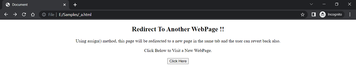 Example 3: Redirect to another webpage