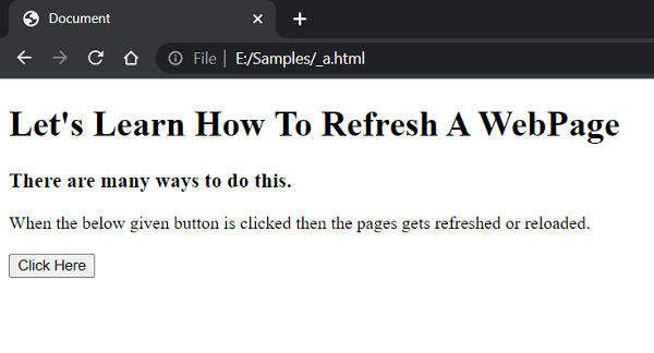 Example 1: Refresh a webpage