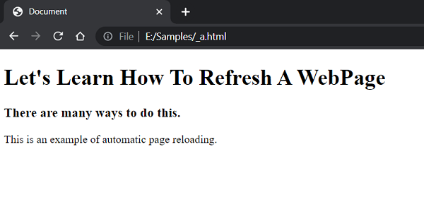 Example 2: Refresh a webpage