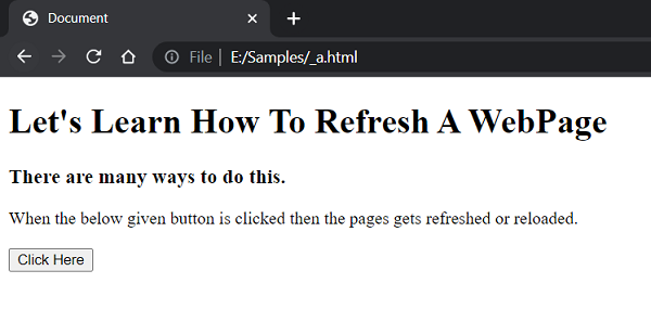 Example 3: Refresh a webpage