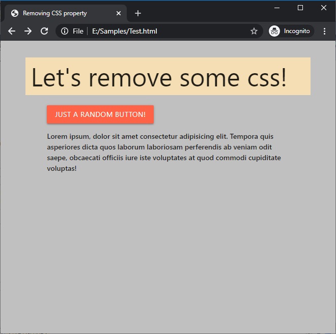 remove CSS property using JavaScript (3)