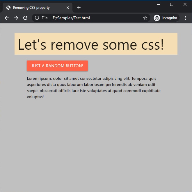 How do you remove CSS from HTML?