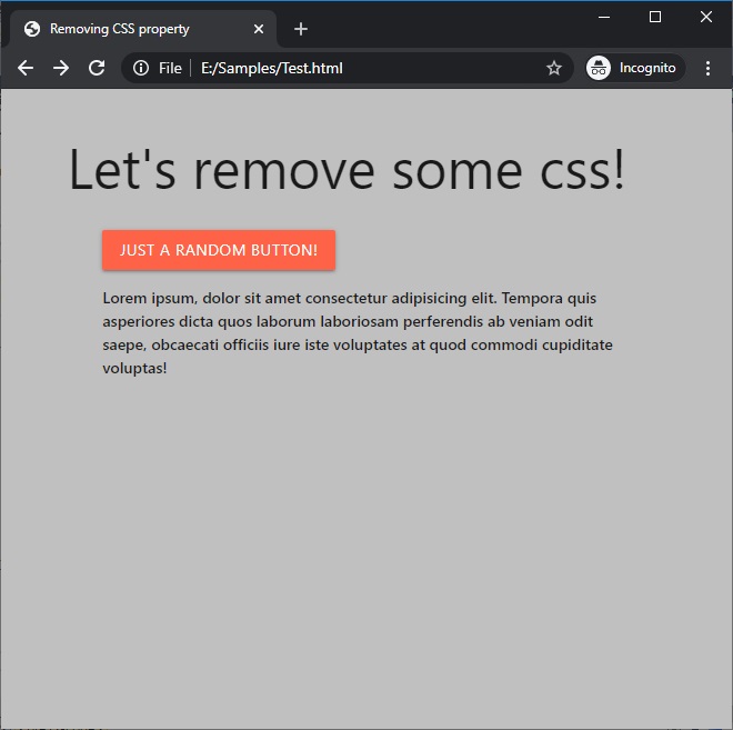 remove CSS property using JavaScript (4)