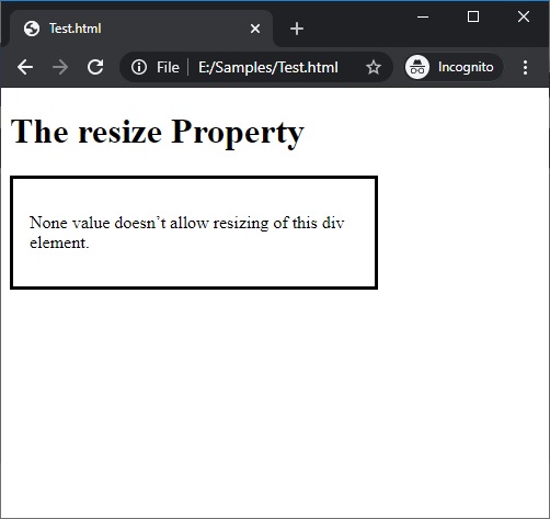 CSS | resize Property | Example 1