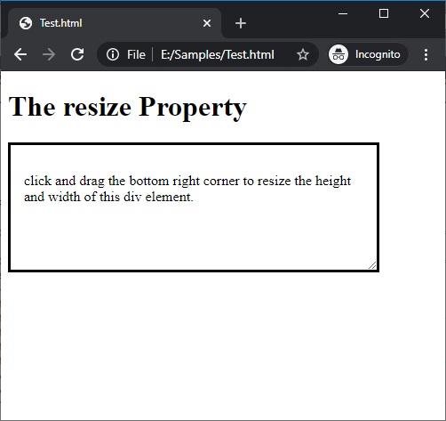 CSS | resize Property | Example 2