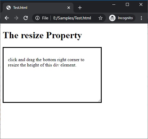 CSS | resize Property | Example 3