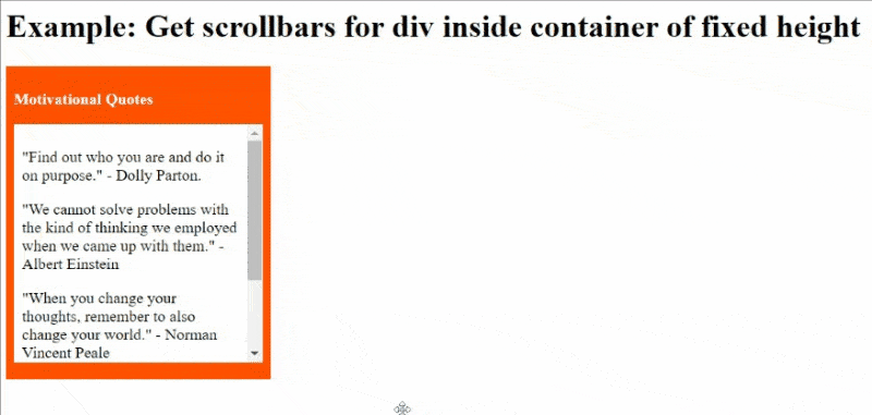 scrollbars for div inside container of fixed height