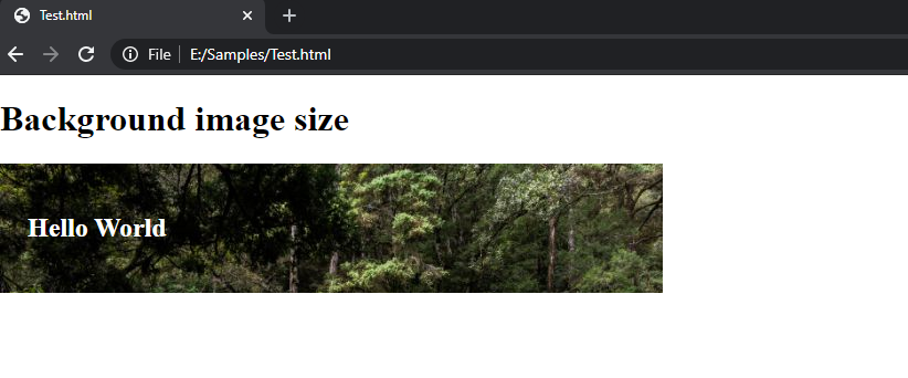 CSS | set background image size | Example 1