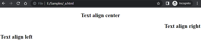 Example: Set Text alignment in HTML