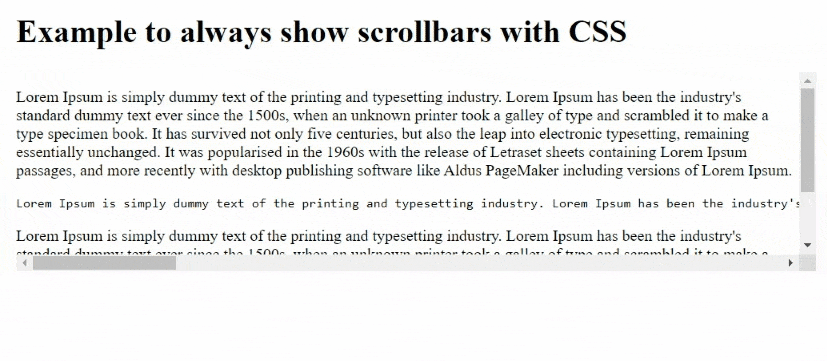 show scrollbars with CSS (3)