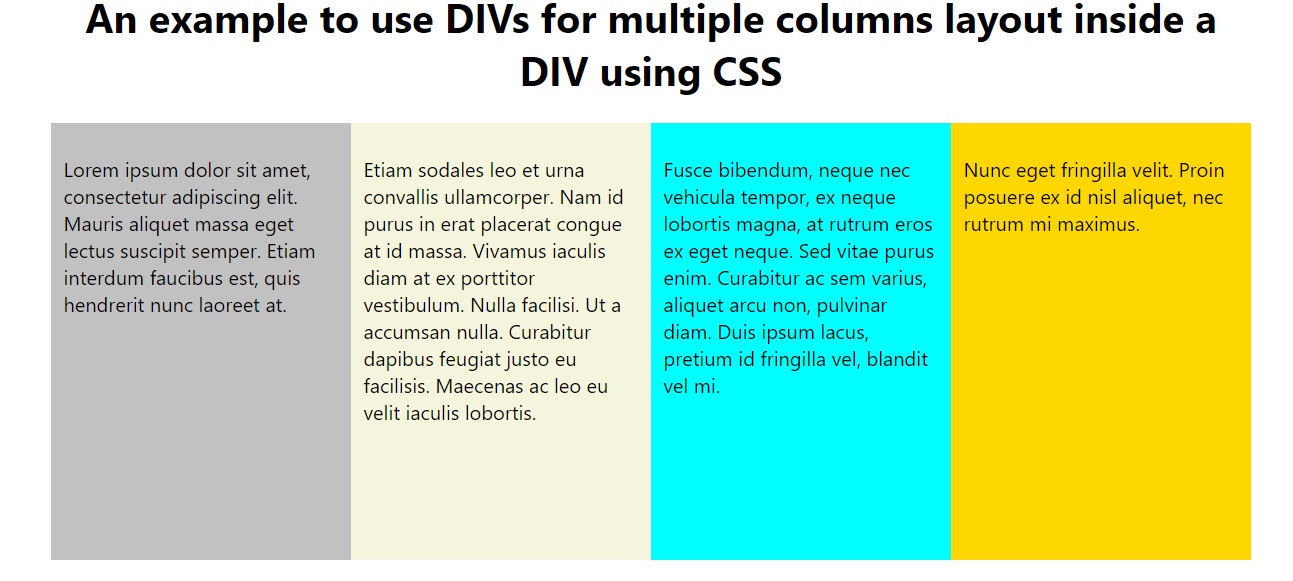 Use DIVs for multiple columns layout inside a DIV