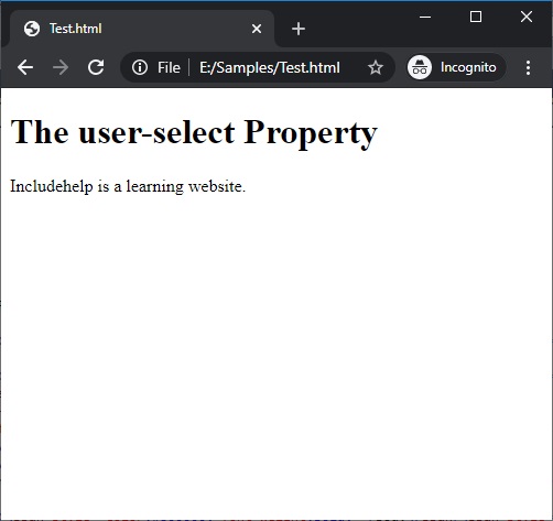 CSS | user-select Property | Example 1