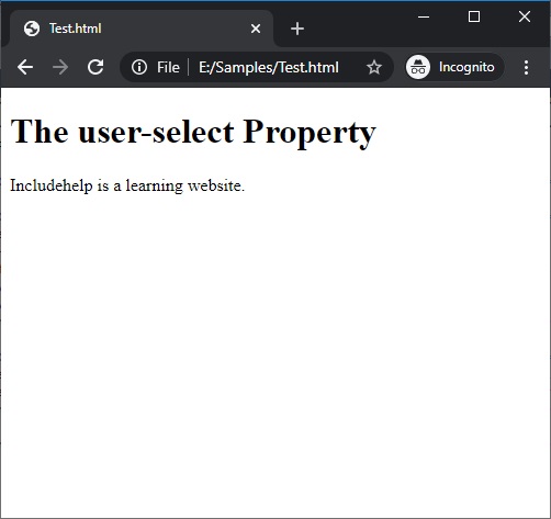 CSS | user-select Property | Example 2