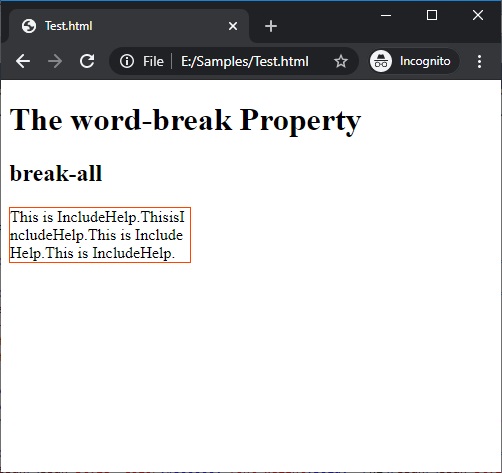 CSS | word-break Property | Example 1