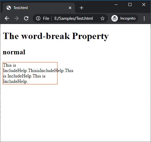 CSS | word-break Property | Example 2