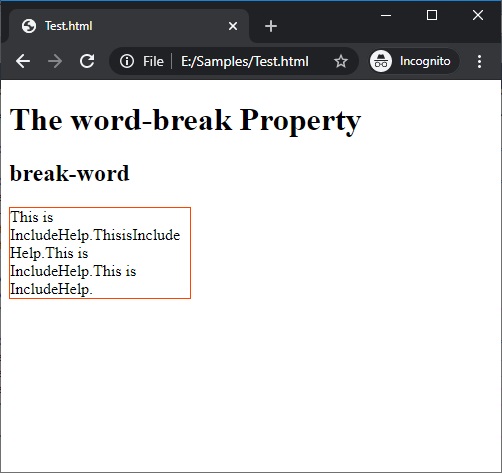 CSS | word-break Property | Example 4